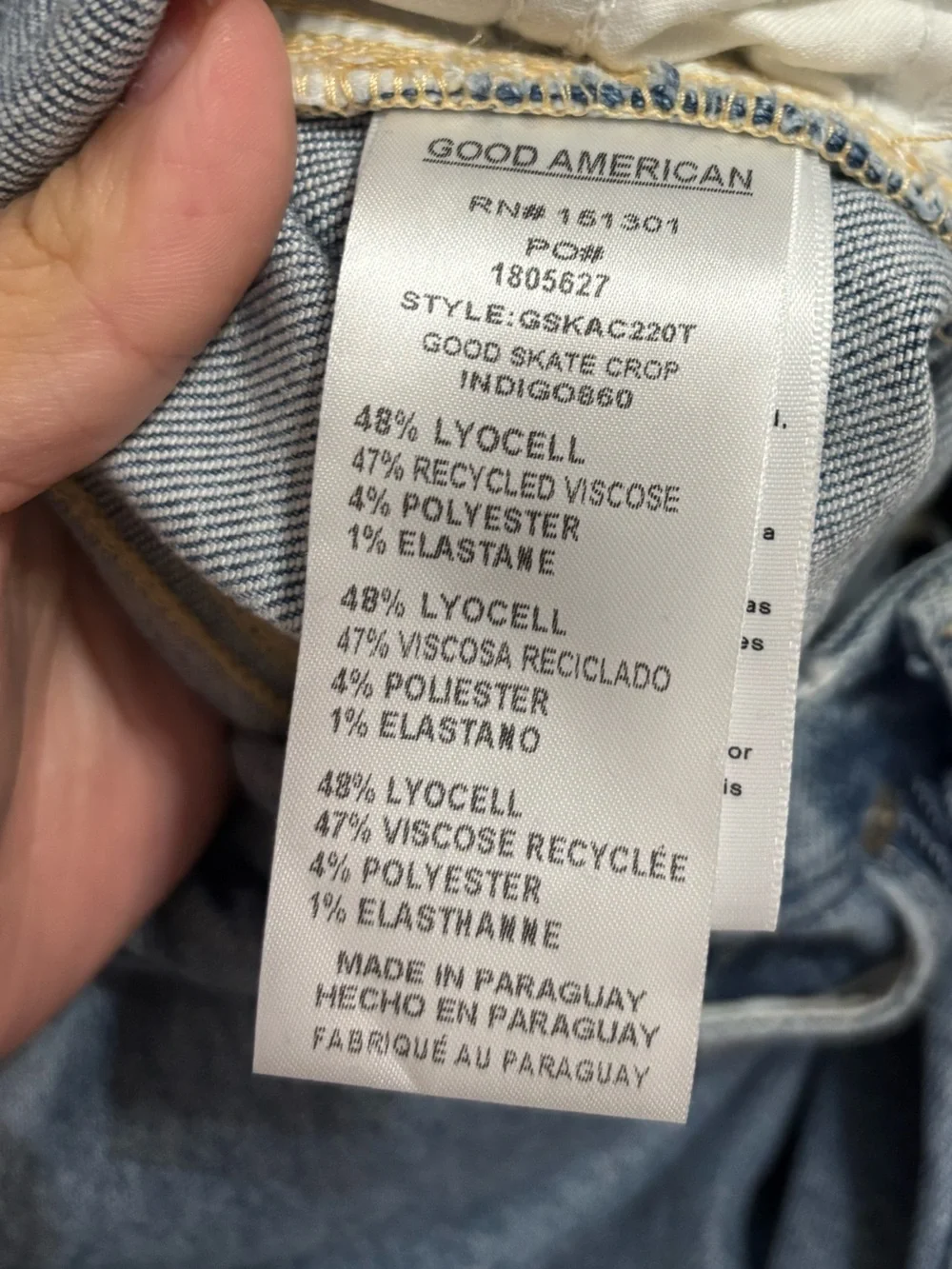 Good American Good Skate Crop High Rise Jeans Size 6 - Picture 5 of 5